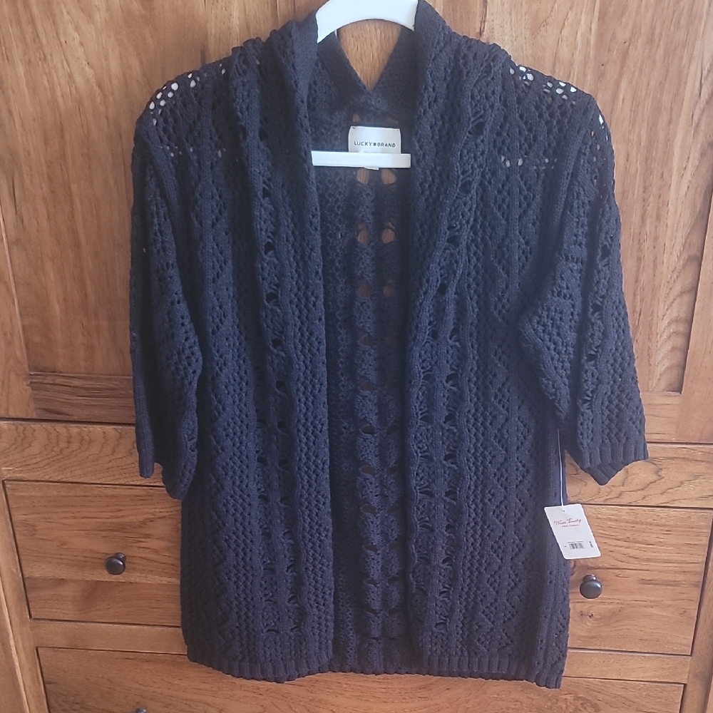Lucky Brand Cotton Open-knit Cardigan